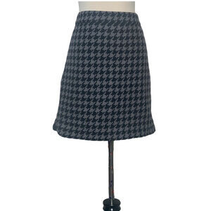 J. Crew black houndstooth lined mini a-lined skirt size 6